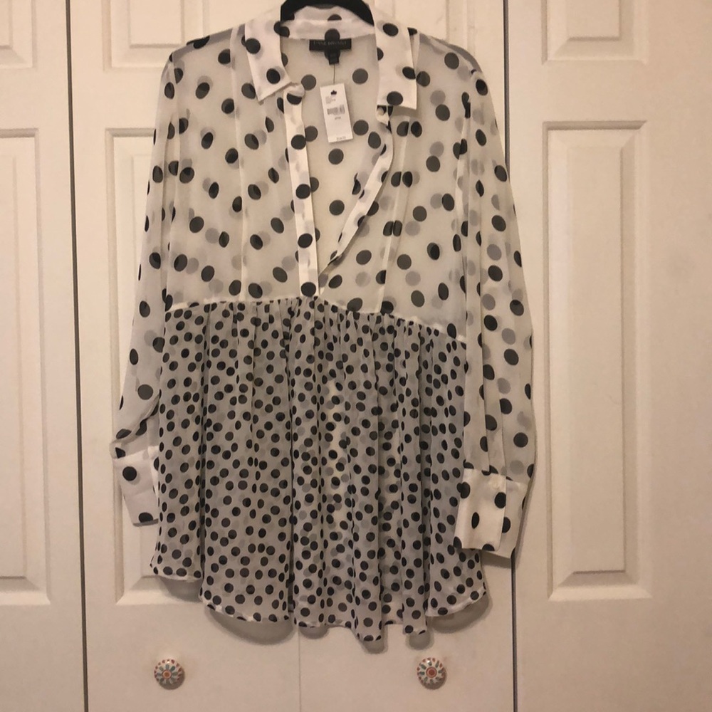 Lane Bryant poka dot Babydoll shirt. Size 14/16